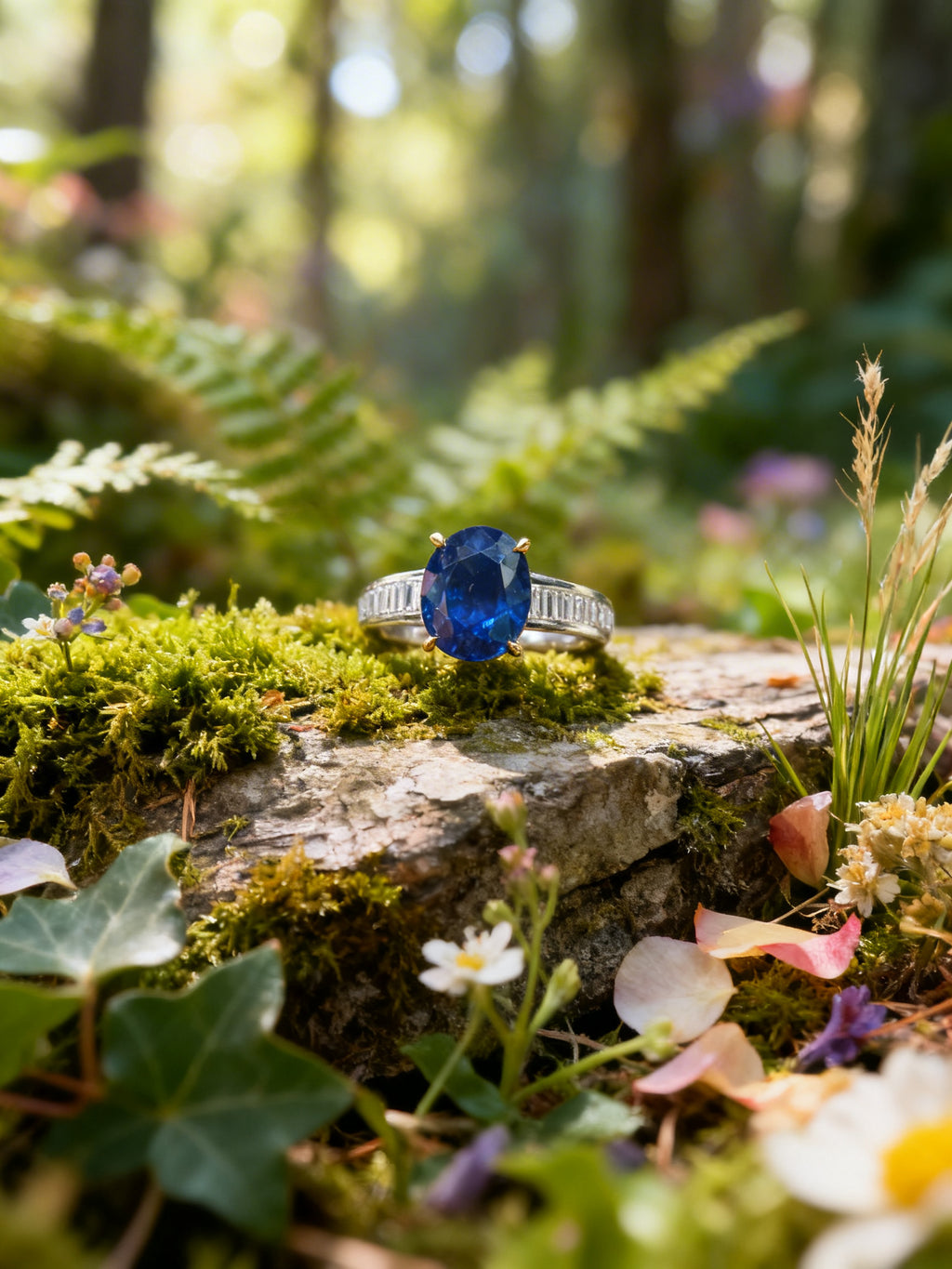 18K Gold Natural Sapphire Ring
