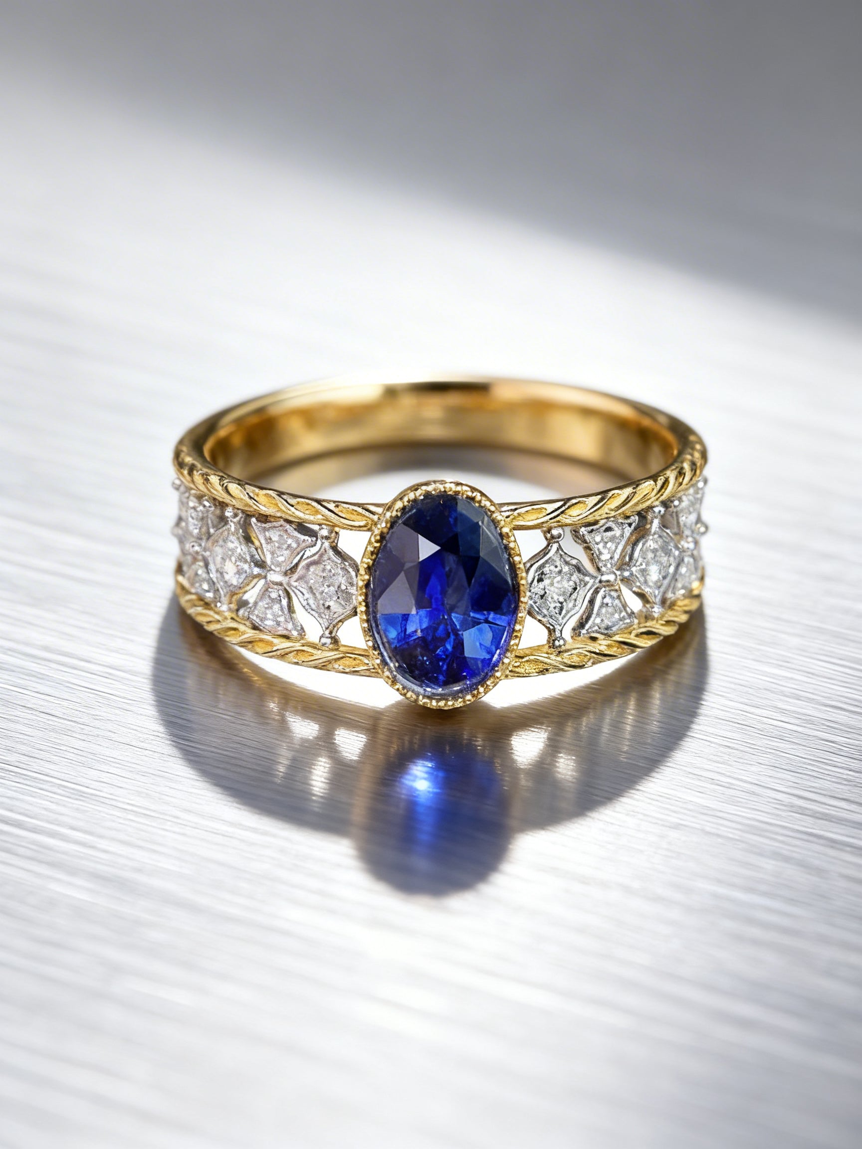 18K Gold Natural Sapphire Ring