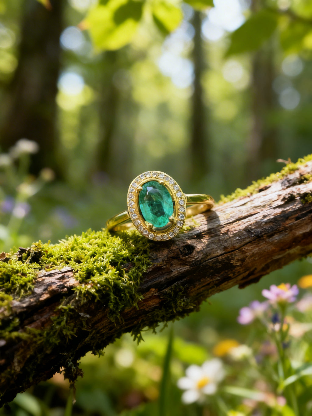 18K Gold Natural Emerald Ring