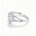 Three Band Round Moissanite Bypass Ring in S925 Silver white background product hero