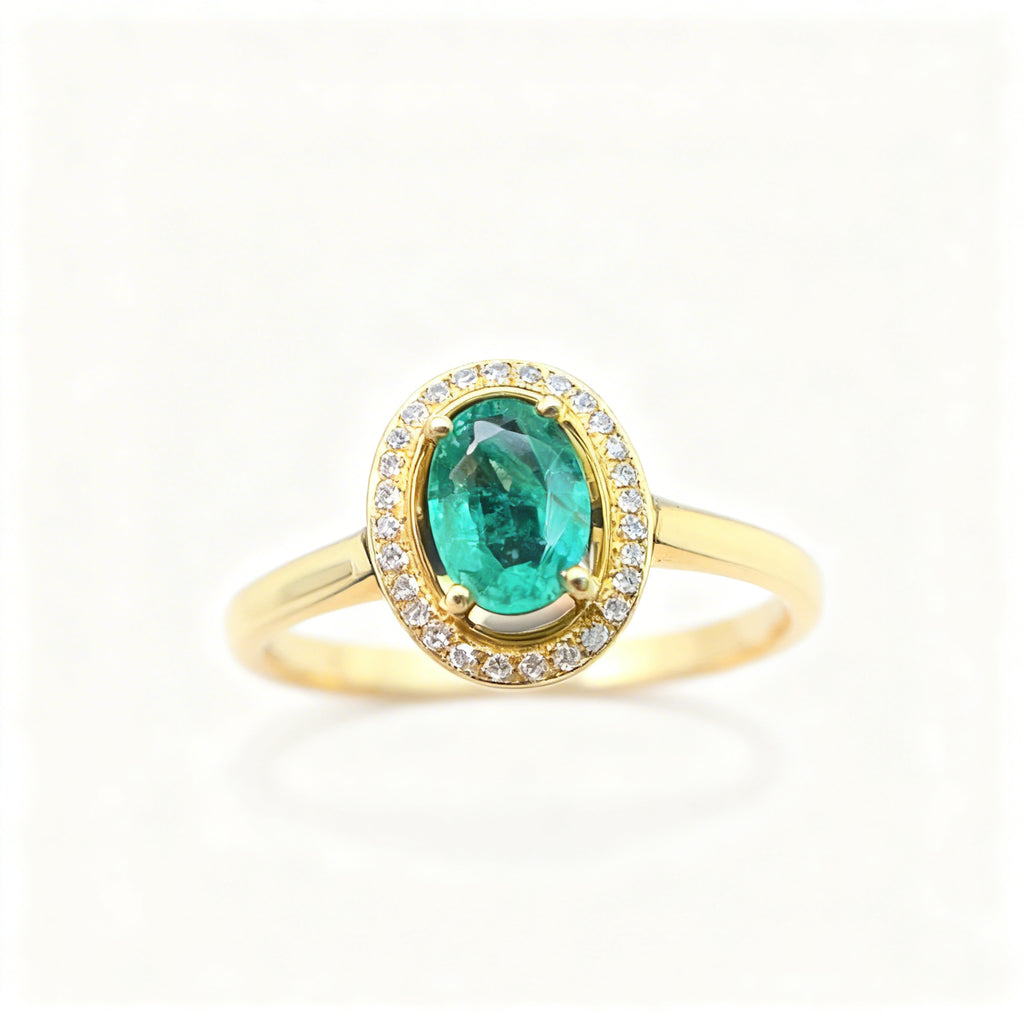 18K Gold Natural Emerald Ring