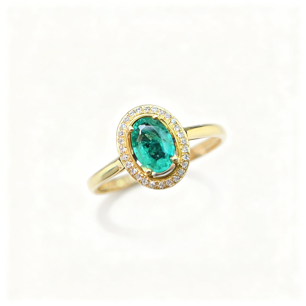 18K Gold Natural Emerald Ring